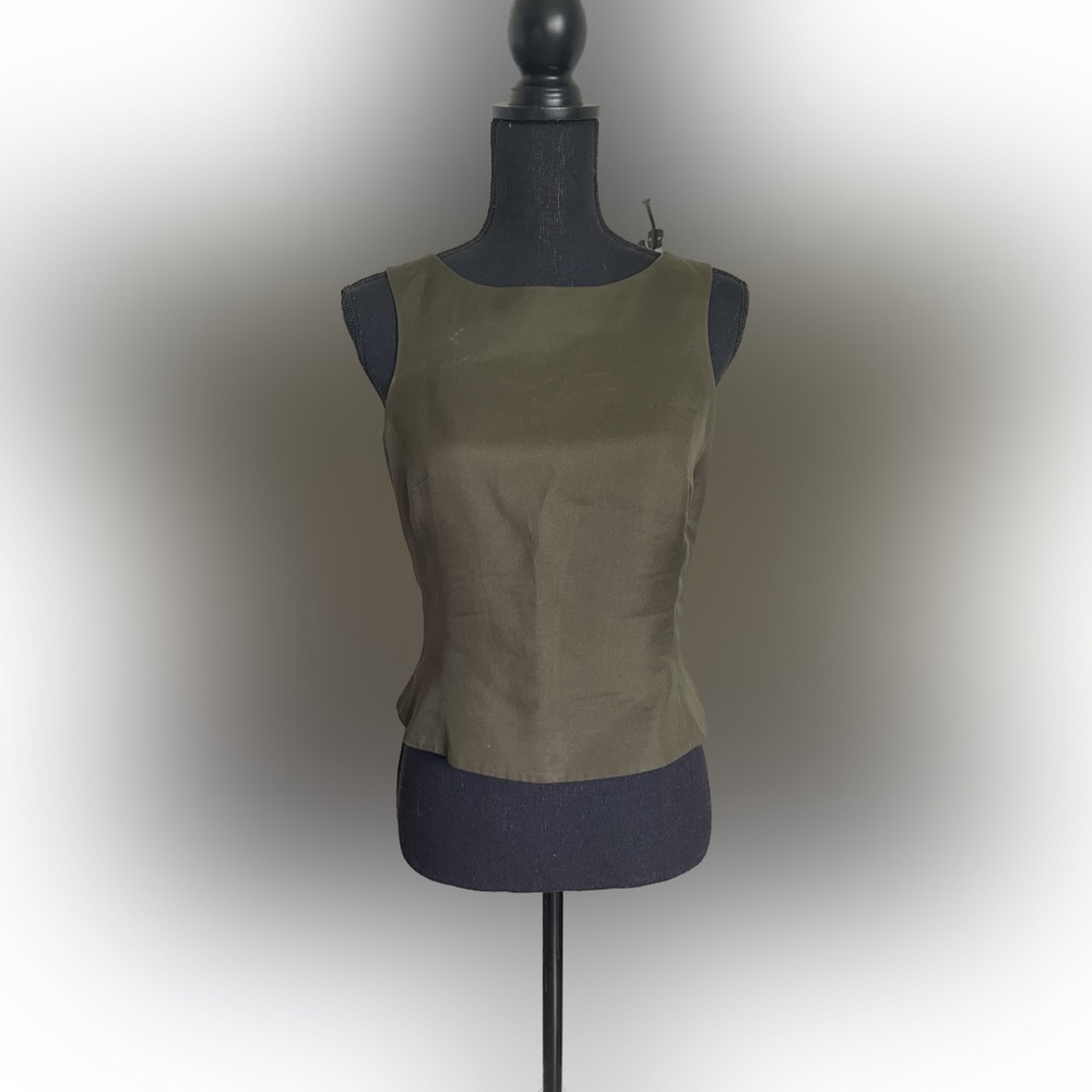 Ann Taylor Sleeveless Silk Blend  Scoop Neck green suze 4